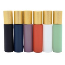 10 ML MATTE GLASS BOTTLES WITH METAL ROLL-ONS AND GOLD CAPS (PACK OF 6)