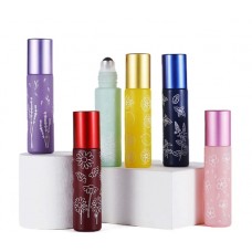 6pcs 10ml Frosted Colorful Thick Glass Rollerbottles with stencils