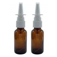 30 ML AMBER GLASS BOTTLES WITH NASAL SPRAY TOPS – 2 PCS